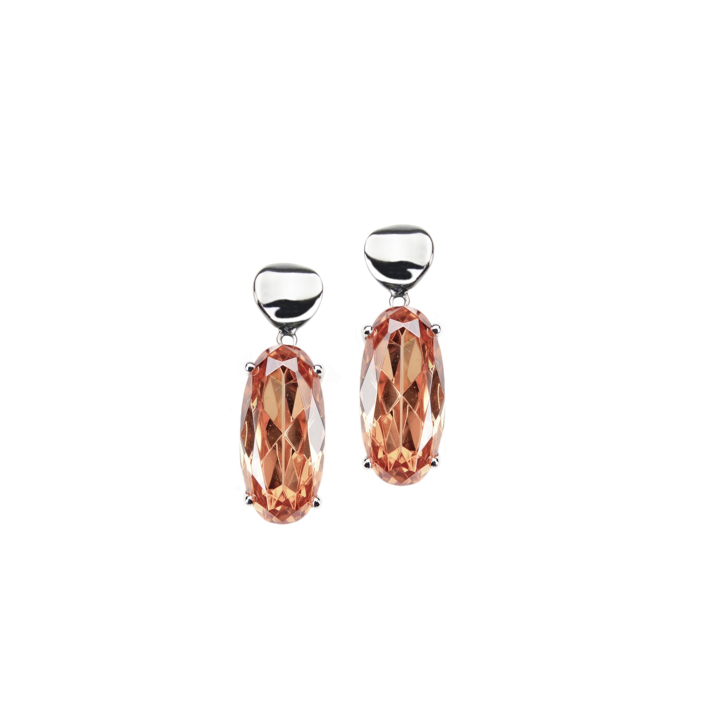 Earrings with dangling golden zircons