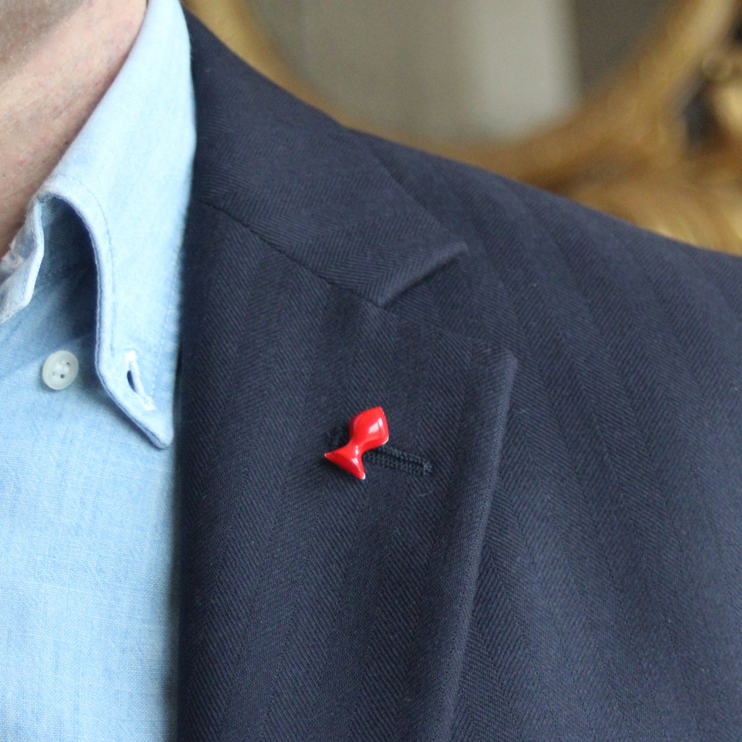 Red fish pin in sterling silver and enamel