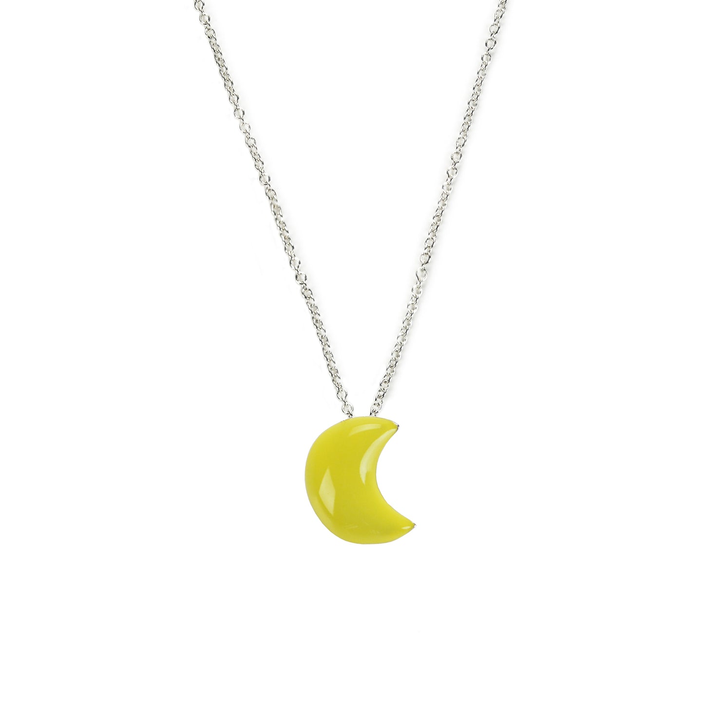 Collana argento con luna smalto giallo