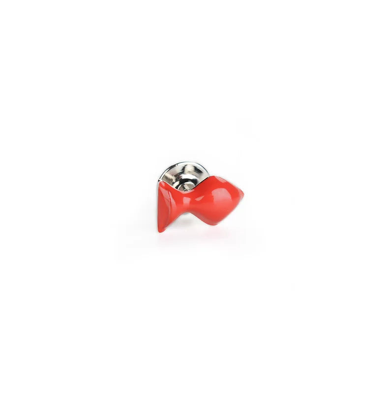 Red fish pin in sterling silver and enamel