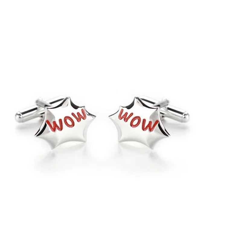 Gemelli argento fumetto smalto rosso