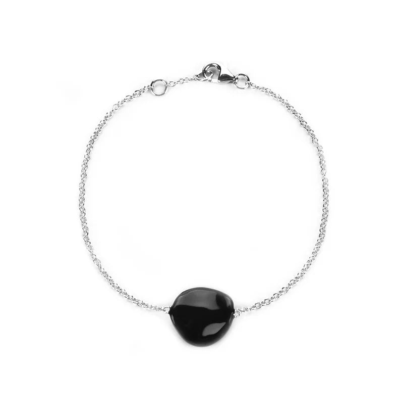 Bracciale argento con petalo smalto nero