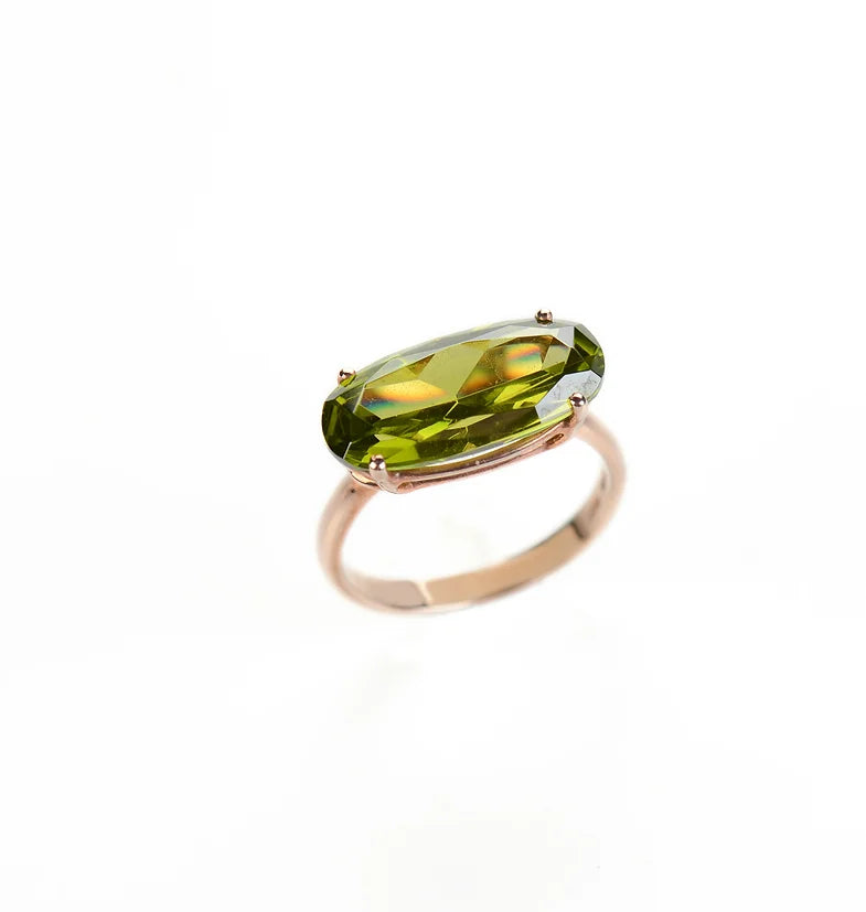 Anello argento e zircone verde