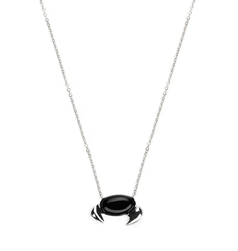 Collana argento con granchio smalto nero