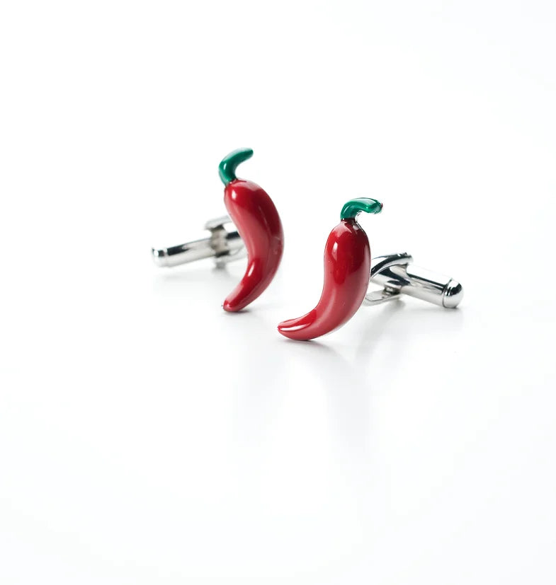 Gemelli argento peperoncino smalto rosso
