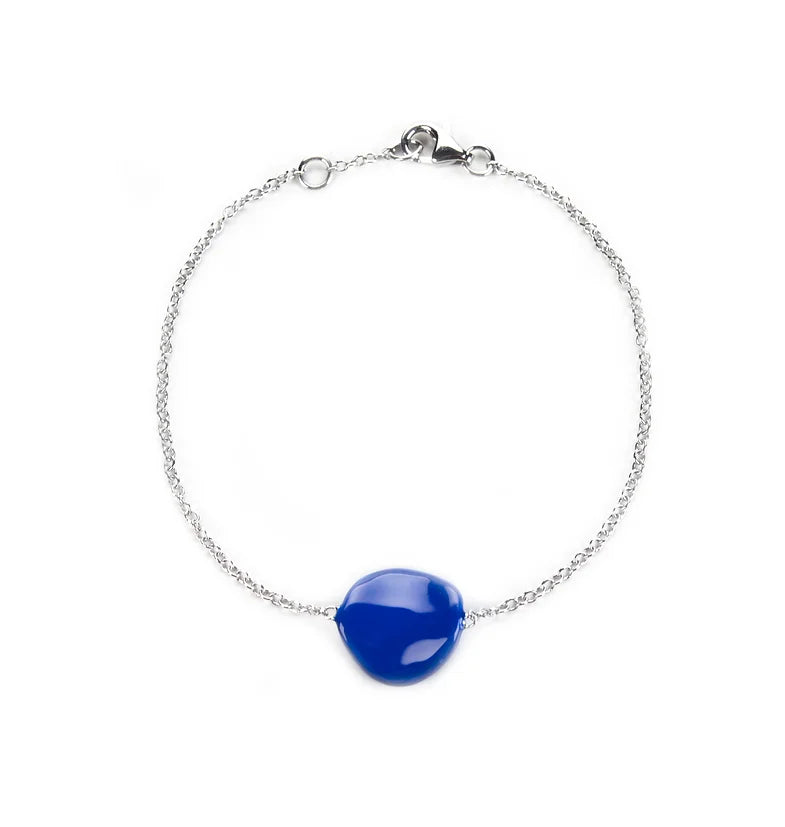 Bracciale argento con petalo smalto blu