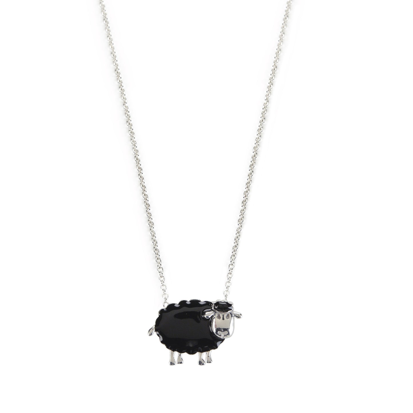 Collana argento con pecorella smalto nero