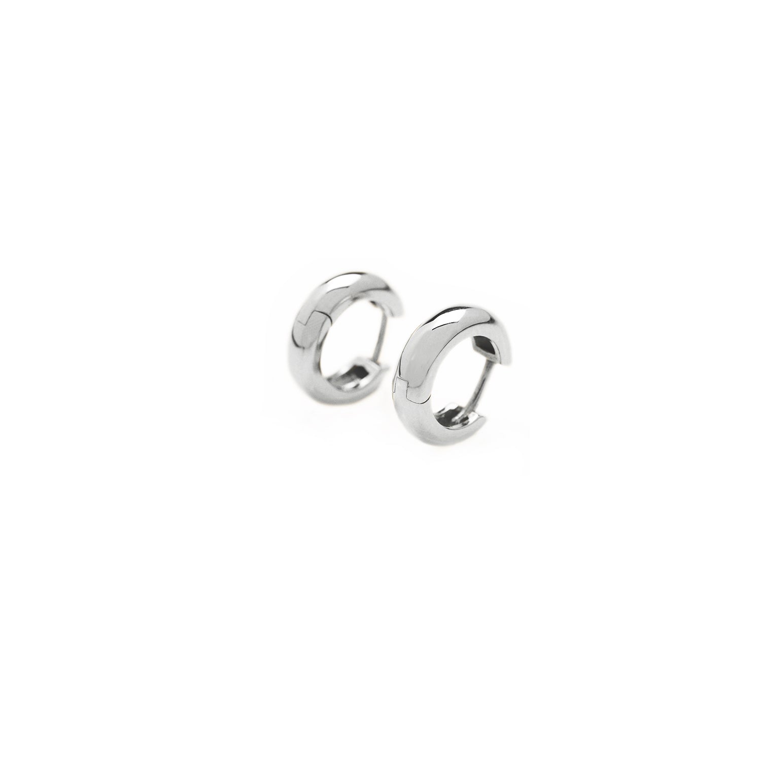 Orecchini A Cerchio In Oro Bianco 10K Con Zaffiri Blu E Diamanti Naturali - DR1314-1854. Gioiello Donna Elegante, Misura 15mm. Regalo Con Scatola.