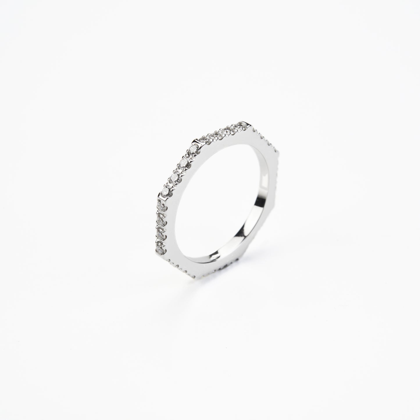 Octagon shaped diamond band