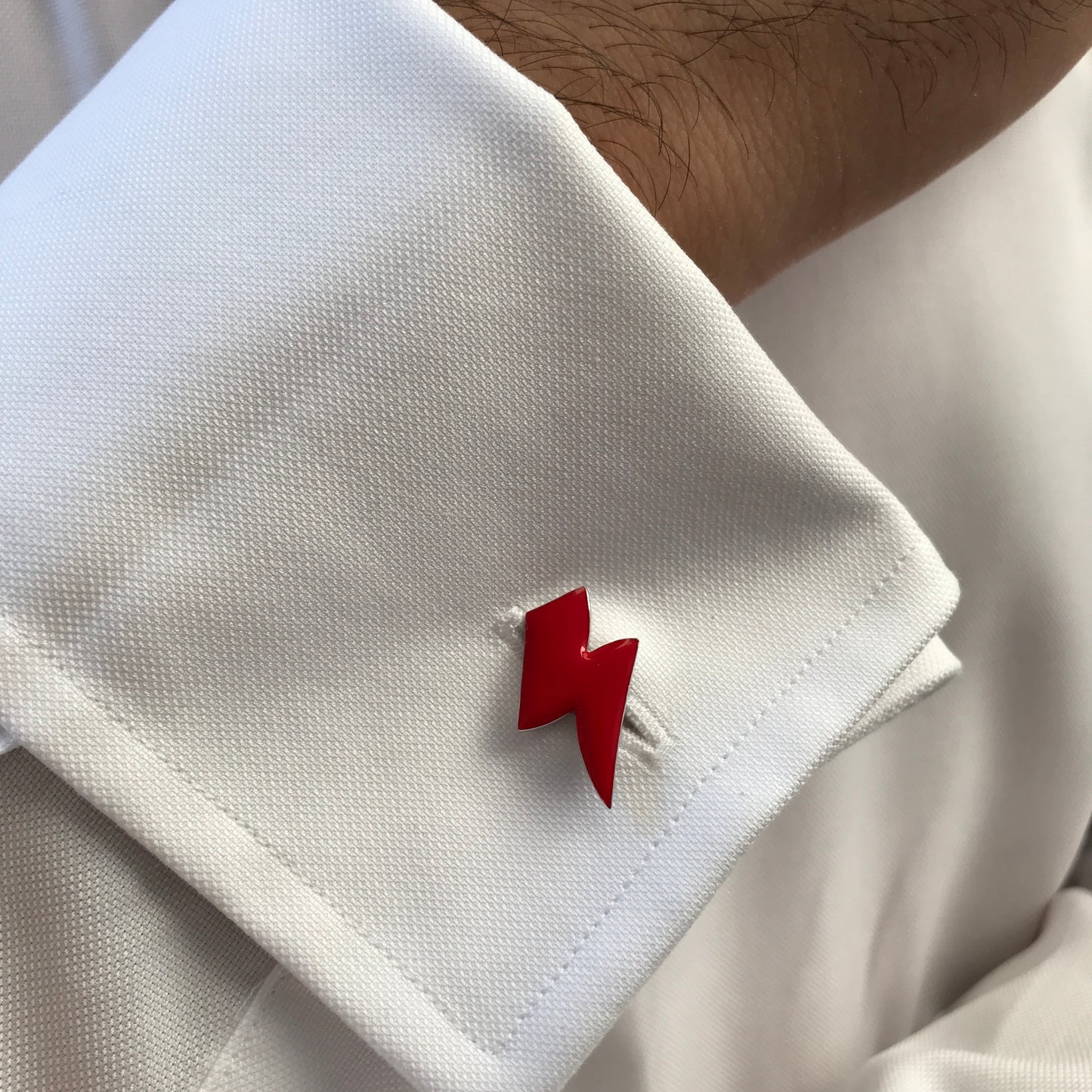 Gemelli argento saetta smalto rosso