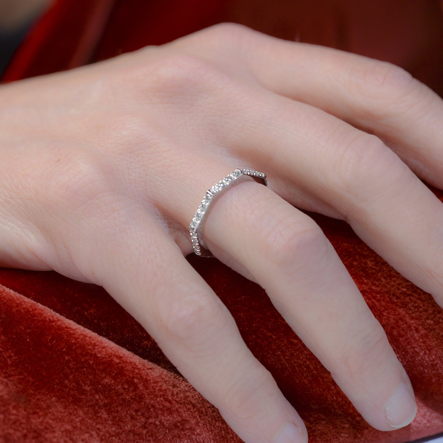 Octagon shaped diamond band