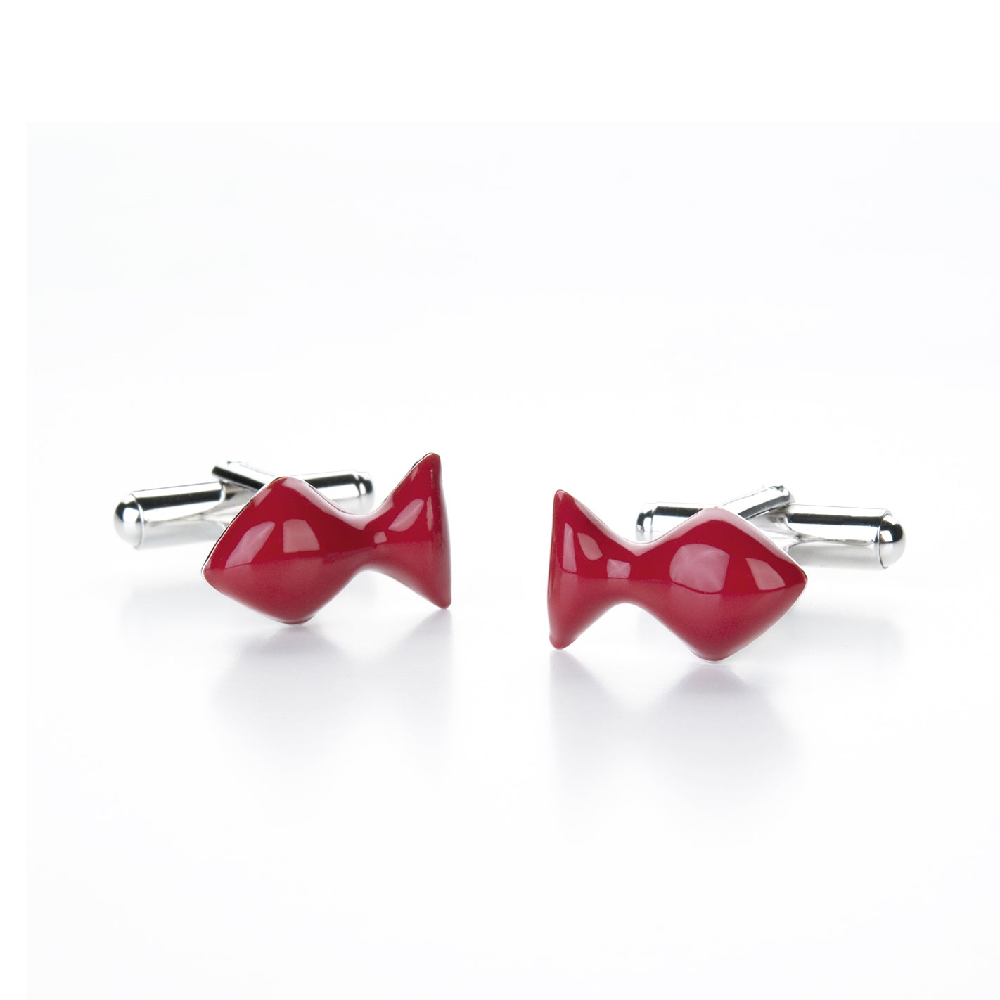 Gemelli argento pesciolino smalto rosso