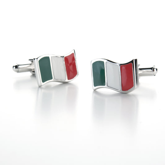 Gemelli argento bandiera italiana e smalto tricolore