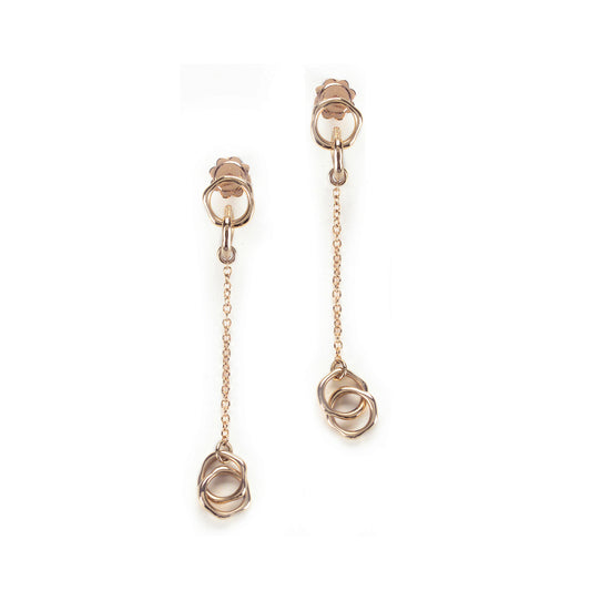 Infinity hanging earrings in rose gold 