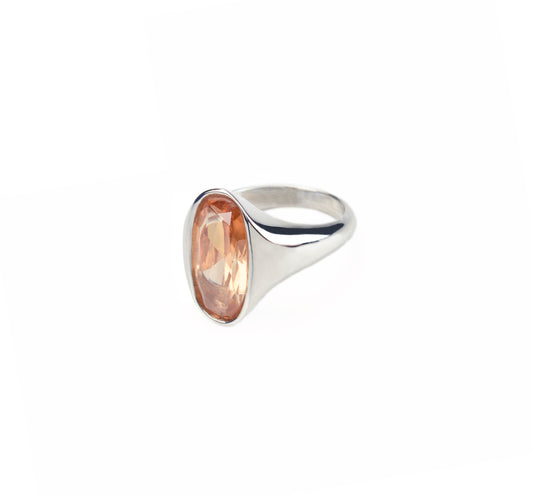 Cocktail ring in silver and champagne zircon
