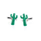 Cactus cufflinks in silver and green enamel