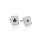 Playing card cufflinks in silver and enamel