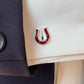 Horseshoe cufflinks in silver and burgundy enamel