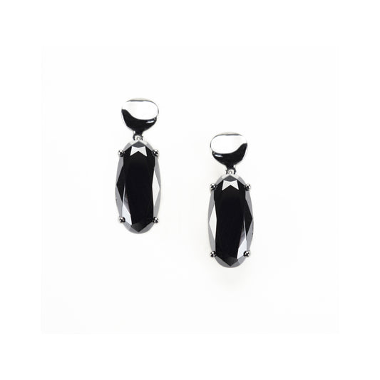 Orecchini argento con zirconi neri pendenti