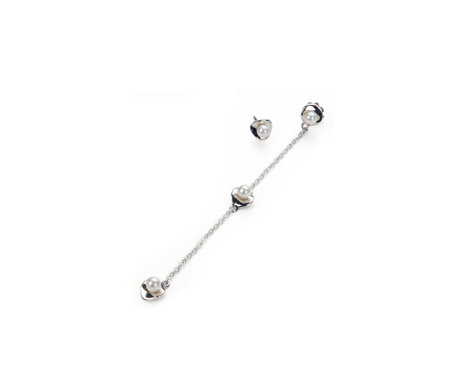 Orecchini argento con perle pendenti