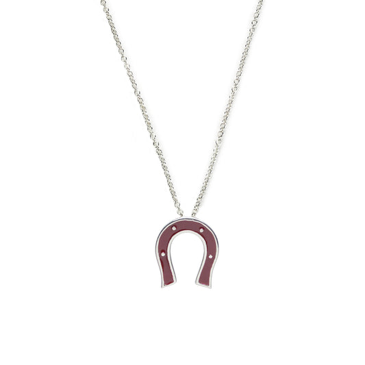 Lucky horseshoe pendant necklace in silver and enamel