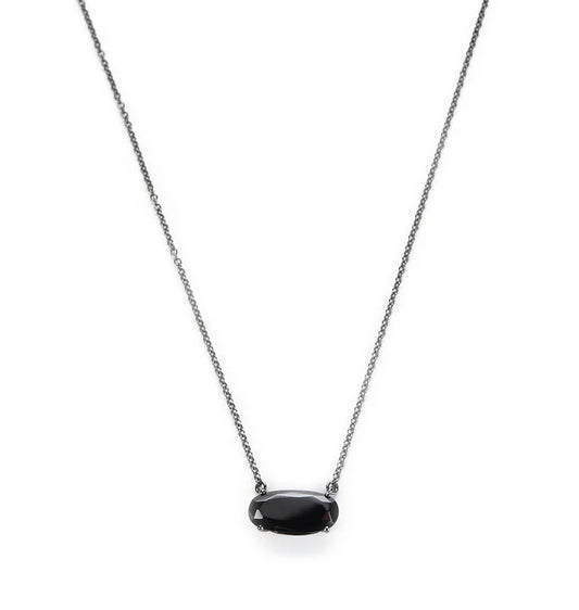 Silver necklace with black zircon