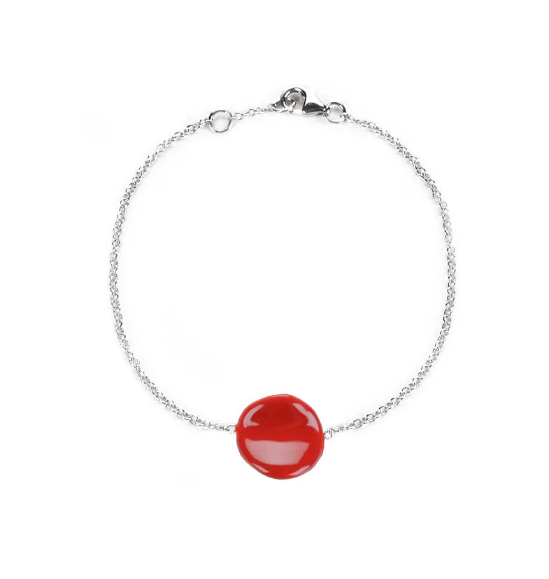 Bracelet in silver and red enamel