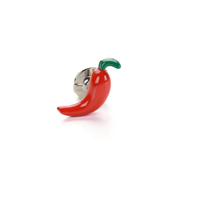 Red chilli pepper pin in sterling silver and enamel