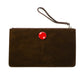 Pochette in brown leather with enameled silver disc