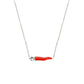 Red lucky horn necklace in silver and enamel