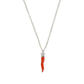 Red lucky horn pendant in white gold and diamonds