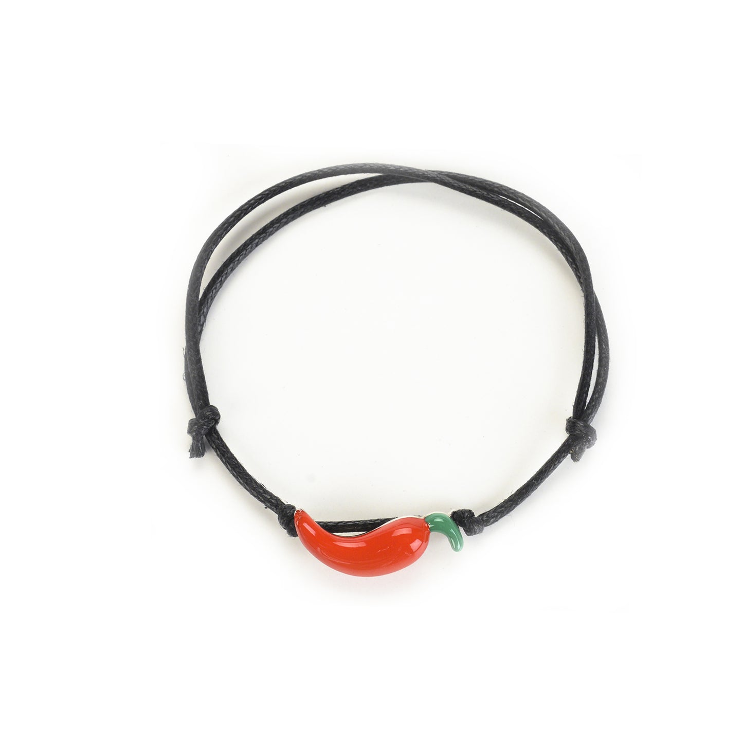 Red chilli pepper bracelet in silver and enamel