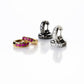 Bold huggie hoop earrings with black diamonds
