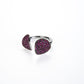 Open cuff ring in white gold and rubies