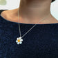 Daisy pendant necklace in silver and enamel