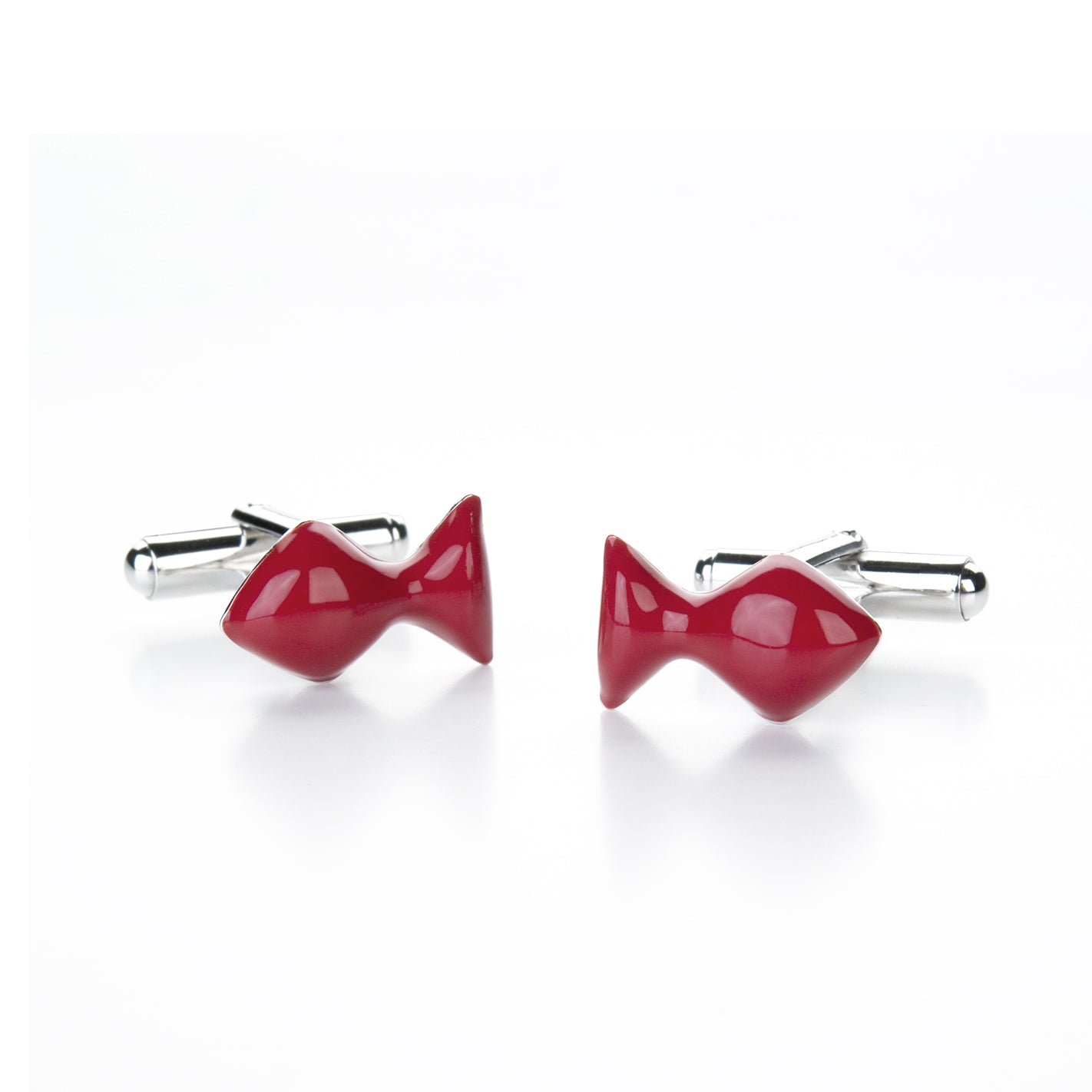 Little fish cufflinks in silver and red enamel