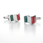 Italian flag cufflinks in silver and enamel