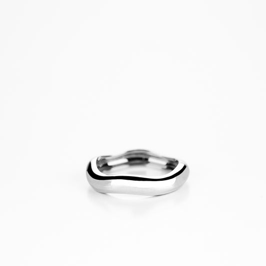Wavy silver wedding ring, Large