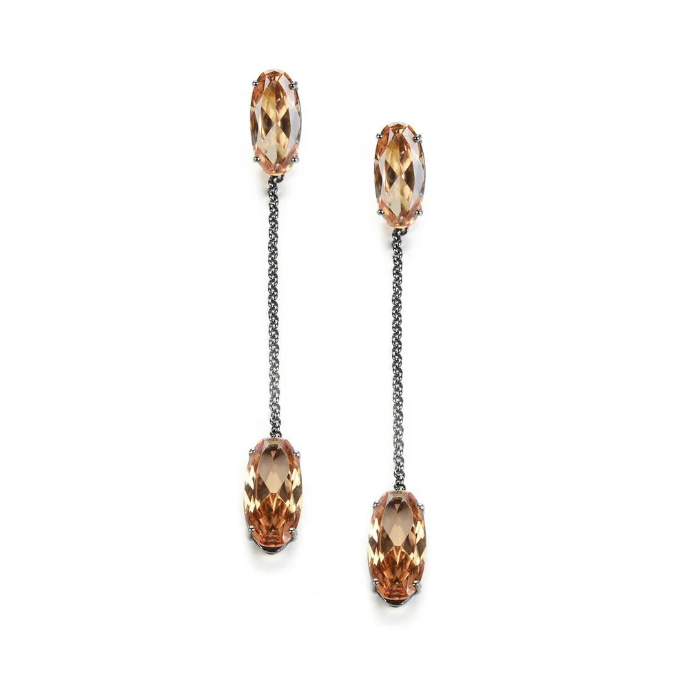 Drop earrings with golden zircons