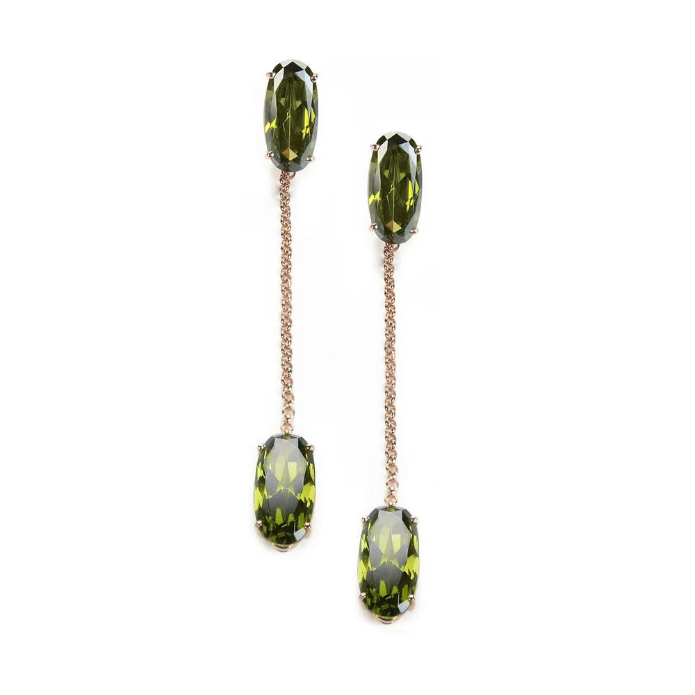 Drop earrings with green zircons