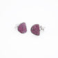 Circle stud earrings in white gold and rubies