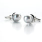 Round cufflinks in sterling silver and pearls